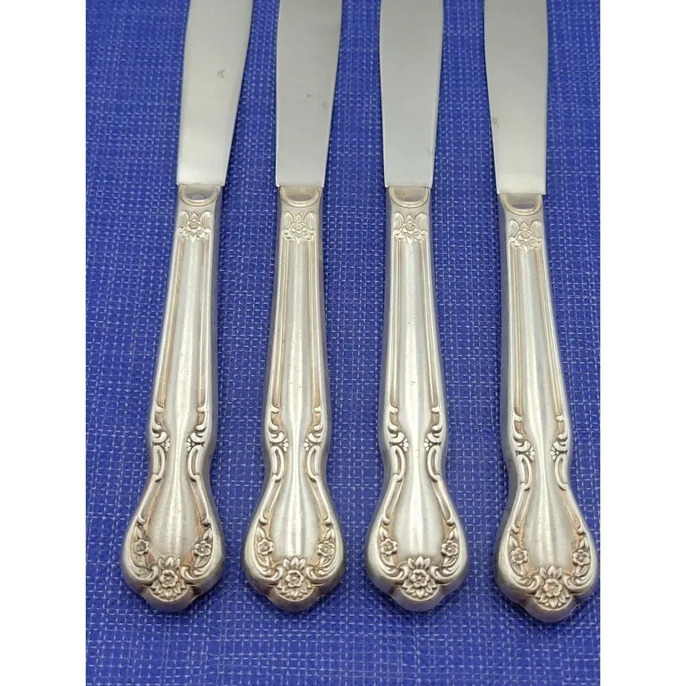 Rogers Brothers Daybreak Elegant Lady 4 Dinner Knives Reinforced Plate IS